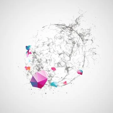 Abstract geometric 3d sphere/half-sphere made of points and lines. Futuristic Stock Illustration