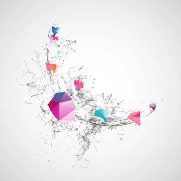 Abstract geometric 3d sphere/half-sphere made of points and lines. Futuristic 스톡 일러스트