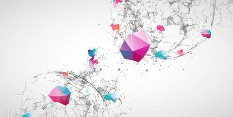 Abstract geometric 3d sphere/half-sphere made of points and lines. Futuristic Illustrazione stock