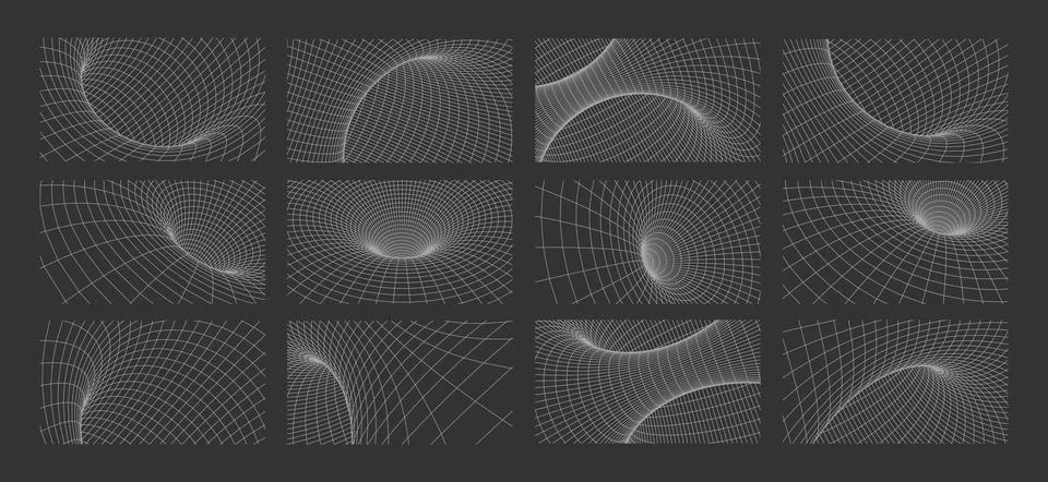 Abstract geometric 3D wireframe mesh tunnel Stock Illustration