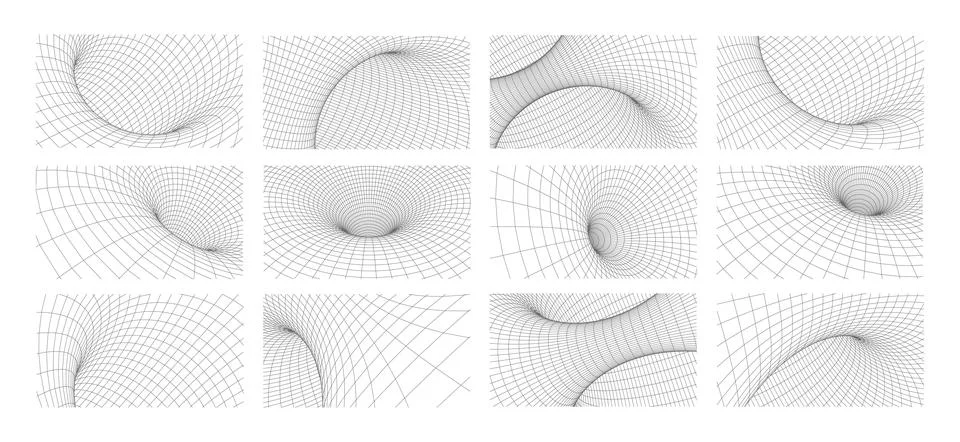 Abstract geometric 3D wireframe mesh tunnel Illustrazione stock