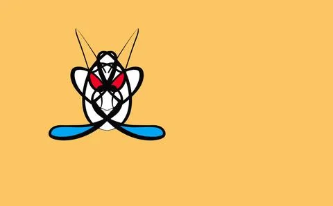 Abstract Geometric Alien Character Graphic on Yellow Background Stock Illustration