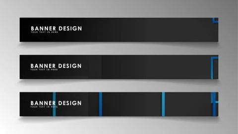 Abstract geometric and rectangular pattern banners with blue gradients. Vecto Illustrazione stock