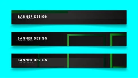 Abstract geometric and rectangular pattern banners with green gradients. Vect Illustrazione stock