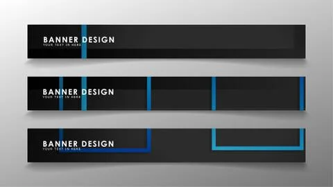 Abstract geometric and rectangular pattern banners with blue gradients. Vecto Stock Illustration