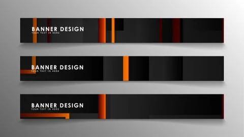 Abstract geometric and rectangular pattern banners with orange gradients Stockillustratie