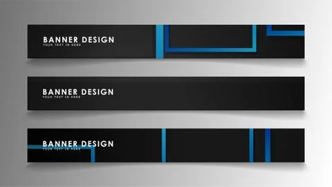 Abstract geometric and rectangular pattern banners with blue gradients. Vecto Stock Illustration