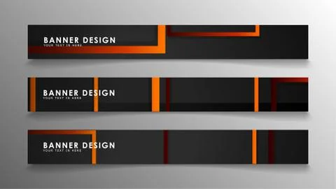 Abstract geometric and rectangular pattern banners with orange gradients Stock Illustration
