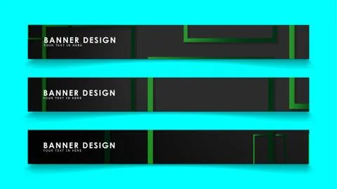 Abstract geometric and rectangular pattern banners with green gradients. Vect Illustrazione stock