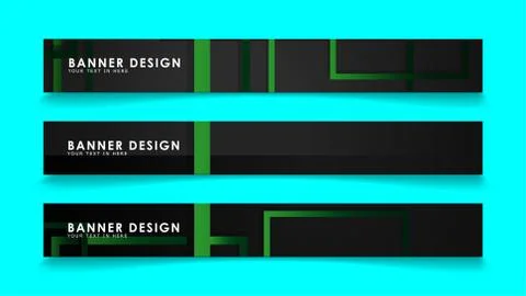 Abstract geometric and rectangular pattern banners with green gradients. Vect Illustrazione stock