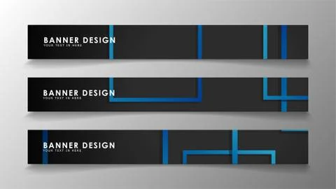 Abstract geometric and rectangular pattern banners with blue gradients. Vecto Illustrazione stock