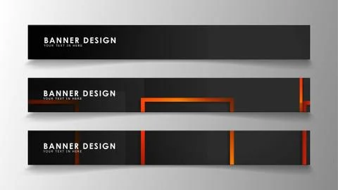 Abstract geometric and rectangular pattern banners with orange gradients Stock Illustration