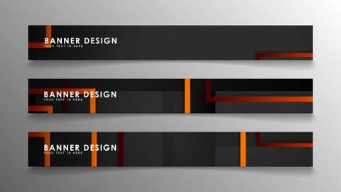 Abstract geometric and rectangular pattern banners with orange gradients Illustrazione stock
