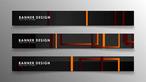 Abstract geometric and rectangular pattern banners with orange gradients Illustrazione stock