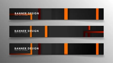 Abstract geometric and rectangular pattern banners with orange gradients Illustrazione stock