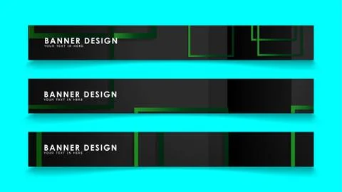 Abstract geometric and rectangular pattern banners with green gradients. Vect Illustrazione stock
