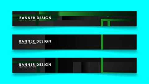 Abstract geometric and rectangular pattern banners with green gradients. Vect Illustrazione stock