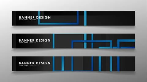 Abstract geometric and rectangular pattern banners with blue gradients. Vecto Illustrazione stock