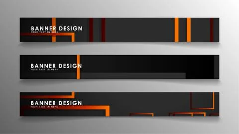 Abstract geometric and rectangular pattern banners with orange gradients Illustrazione stock