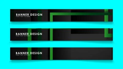 Abstract geometric and rectangular pattern banners with green gradients. Vect Illustrazione stock