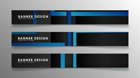 Abstract geometric and rectangular pattern banners with blue gradients. Vecto Illustrazione stock