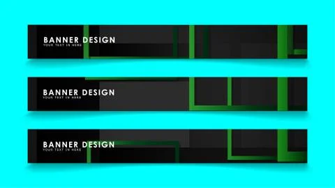 Abstract geometric and rectangular pattern banners with green gradients. Vect Stockillustratie