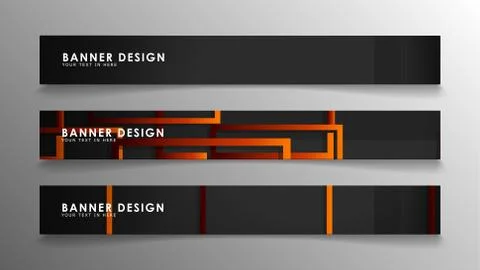 Abstract geometric and rectangular pattern banners with orange gradients Stock Illustration