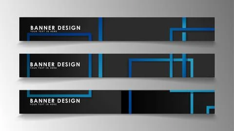 Abstract geometric and rectangular pattern banners with blue gradients. Vecto Stock Illustration