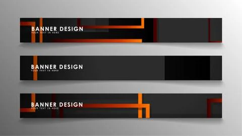 Abstract geometric and rectangular pattern banners with orange gradients Illustrazione stock