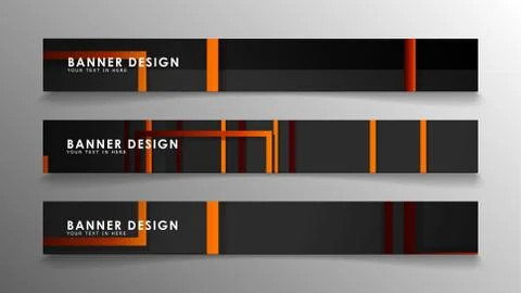 Abstract geometric and rectangular pattern banners with orange gradients Illustrazione stock