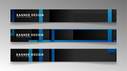 Abstract geometric and rectangular pattern banners with blue gradients. Vecto Illustrazione stock