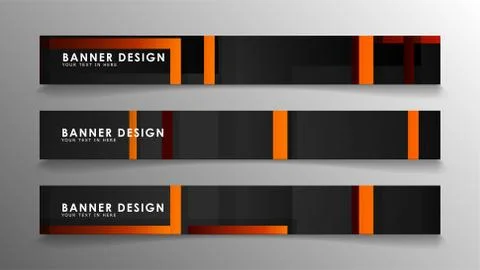 Abstract geometric and rectangular pattern banners with orange gradients Illustrazione stock