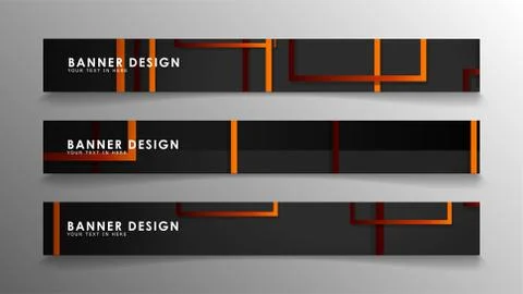 Abstract geometric and rectangular pattern banners with orange gradients 스톡 일러스트