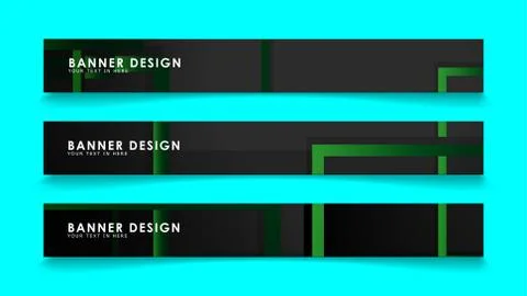 Abstract geometric and rectangular pattern banners with green gradients. Vect Illustrazione stock