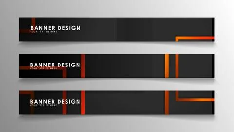 Abstract geometric and rectangular pattern banners with orange gradients Stock Illustration
