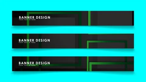 Abstract geometric and rectangular pattern banners with green gradients. Vect Illustrazione stock