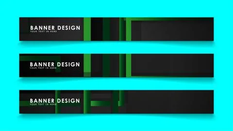 Abstract geometric and rectangular pattern banners with green gradients. Vect Illustrazione stock
