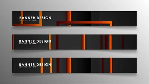 Abstract geometric and rectangular pattern banners with orange gradients Illustrazione stock