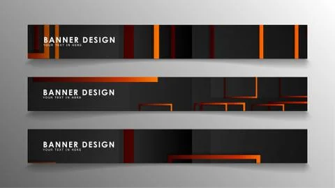Abstract geometric and rectangular pattern banners with orange gradients 스톡 일러스트