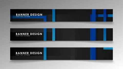Abstract geometric and rectangular pattern banners with blue gradients. Vecto Illustrazione stock