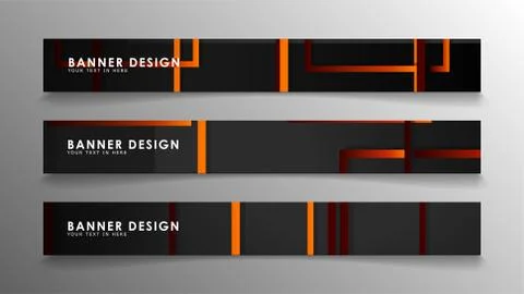 Abstract geometric and rectangular pattern banners with orange gradients Illustrazione stock