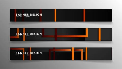 Abstract geometric and rectangular pattern banners with orange gradients Illustrazione stock