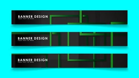 Abstract geometric and rectangular pattern banners with green gradients. Vect Illustrazione stock