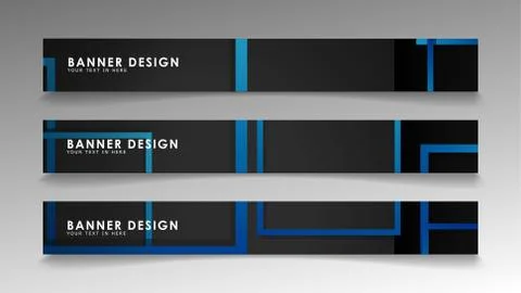 Abstract geometric and rectangular pattern banners with blue gradients. Vecto Illustrazione stock
