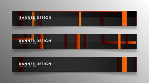 Abstract geometric and rectangular pattern banners with orange gradients Illustrazione stock