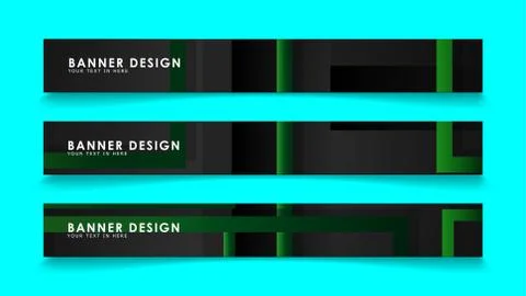 Abstract geometric and rectangular pattern banners with green gradients. Vect Illustrazione stock