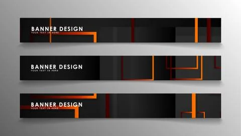 Abstract geometric and rectangular pattern banners with orange gradients Illustrazione stock