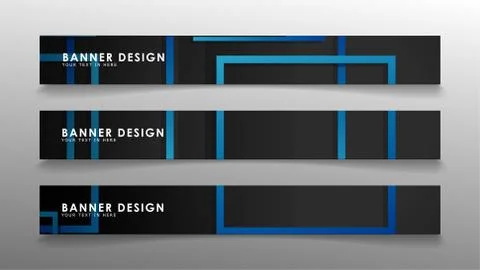 Abstract geometric and rectangular pattern banners with blue gradients. Vecto Illustrazione stock