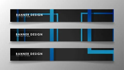 Abstract geometric and rectangular pattern banners with blue gradients. Vecto Stock Illustration