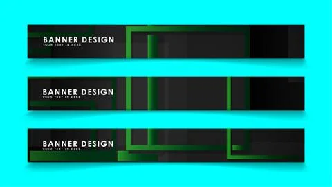 Abstract geometric and rectangular pattern banners with green gradients. Vect Illustrazione stock
